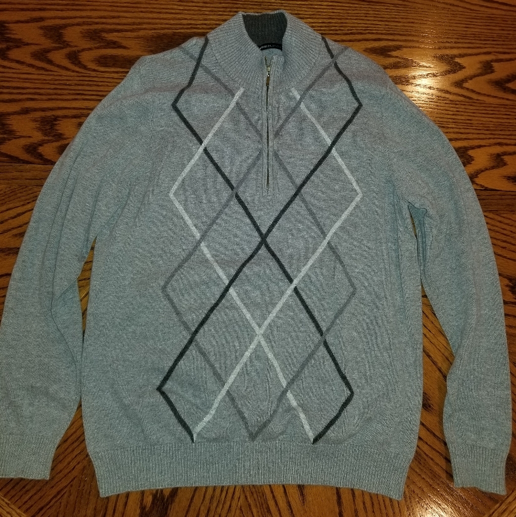 Argyle Sweater W Zip Collar Van Huesen Brand